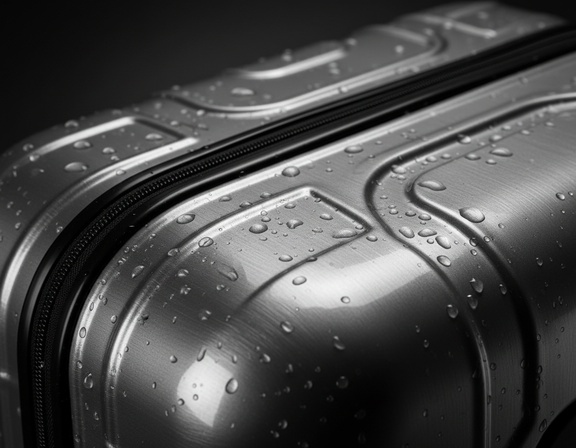 Close-up of a hard-shell suitcase